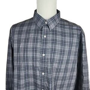 Untuckit Men’s 100% Cotton Long Sleeve Button Shirt Gray/Navy/Green Plaid • XXL